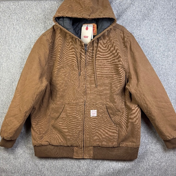 Levi's Potrero Worker Brown Hooded Trucker Jacket Quilted Lined Men's Size XXL - Picture 1 of 8
